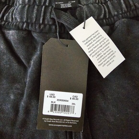 Death Row Records Men's 2XL Acid Wash Joggers Vintage Black - Picture 5 of 6